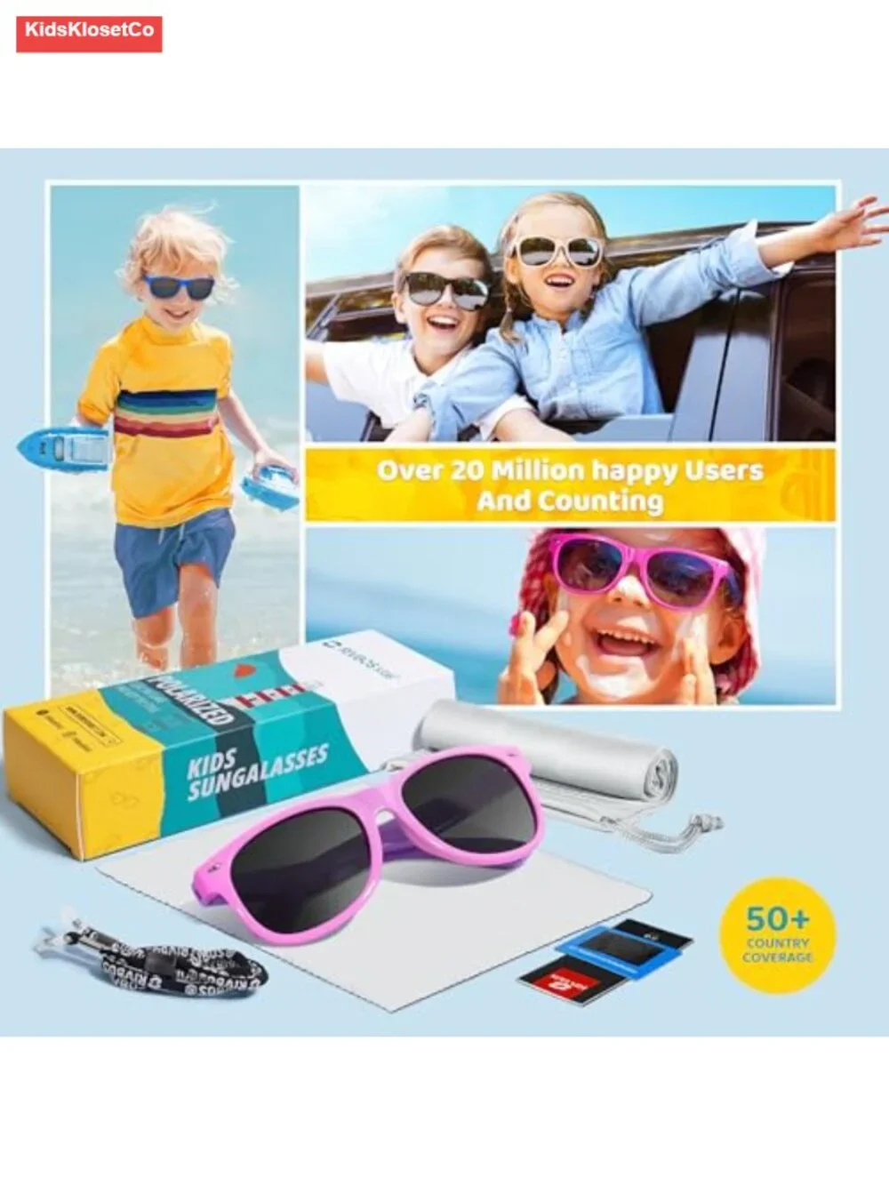 Kids Polarized UV Protection Flexible Rubber Sunglasses with Strap
